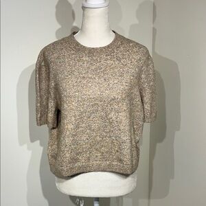 Rachel Zoe Beige Speckled Short Sleeve Top
